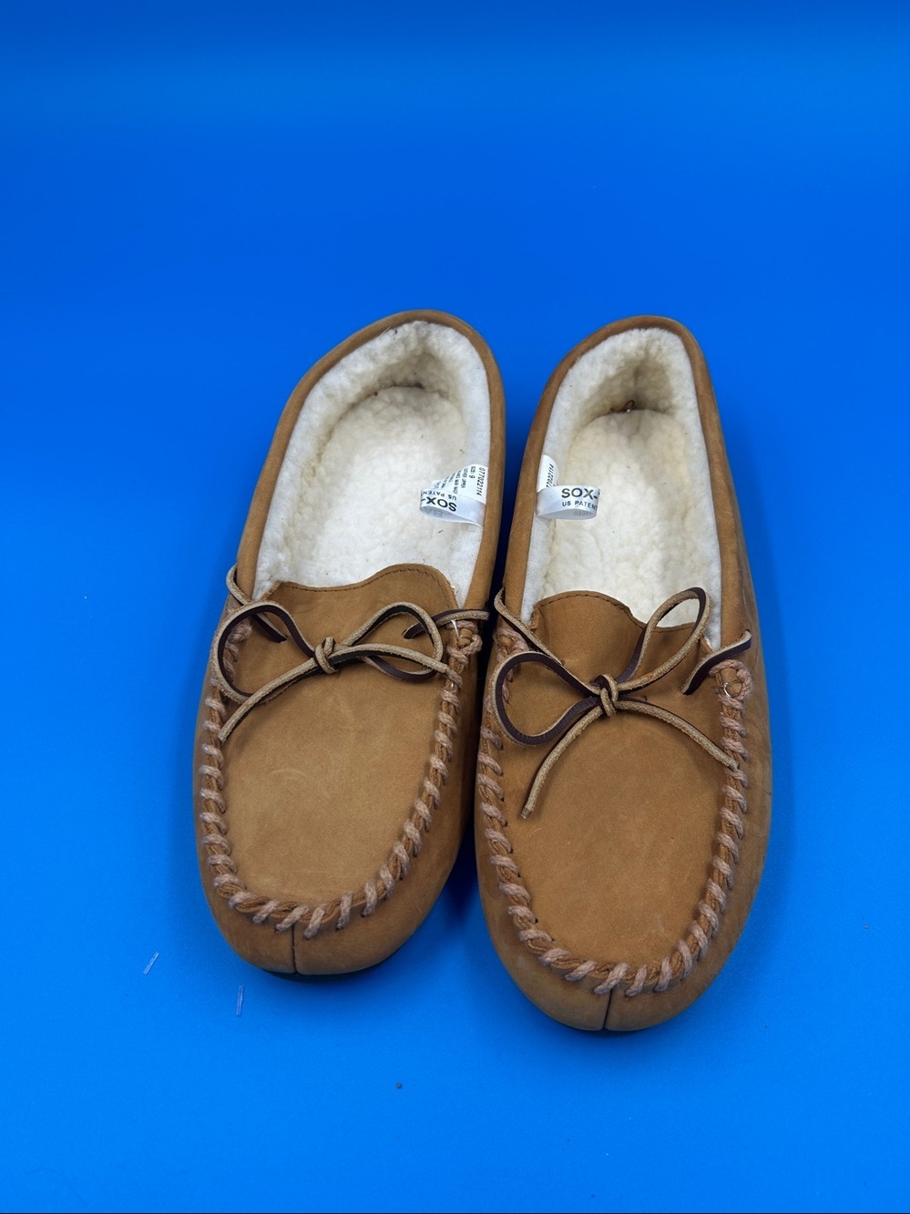 SO Brown Moccasin Slippers with Cozy Shearling Lining